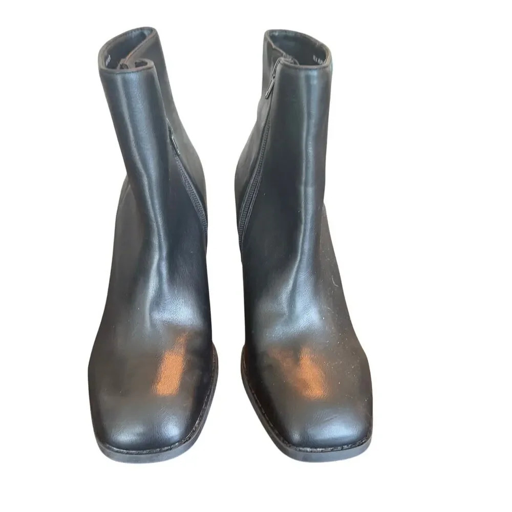 New DV by Dolce Vita Rupert 3" Wedge Side Zip Vegan Leather Boot Women's 8